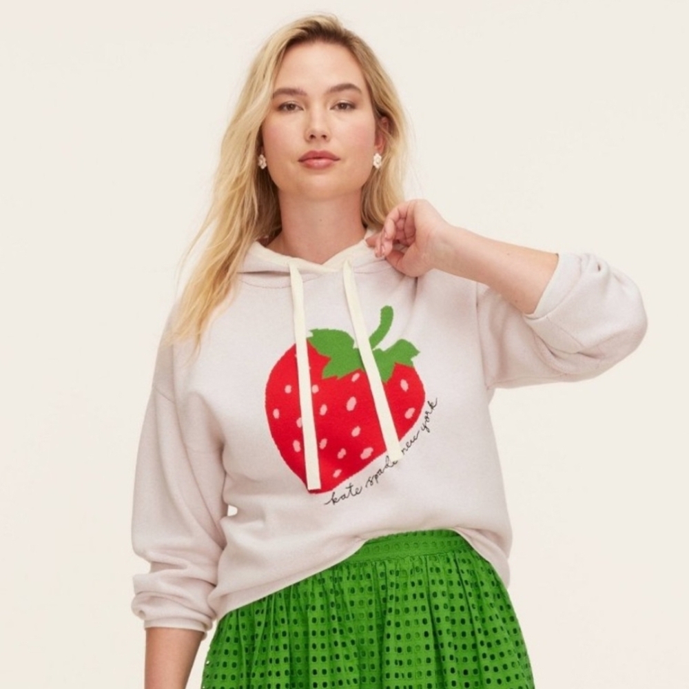 NWT Kate Spade x Target Strawberry Hooded Sweatshirt Sweater Large